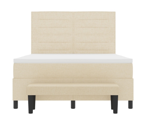 Cama con Base  con Colchón y Banco Beige 140x190 cm Tela