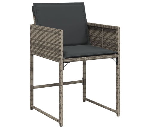 Conjunto de Comedor de Jardín de 9 Piezas con Cojines Gris Rattan PE