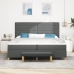 Cama con somier  con colchón y banco gris oscuro 200x200 cm de tela
