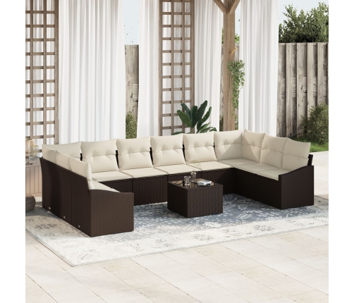 Juego de Sofá de Jardín Conjunto de 11 Beige Poliratán