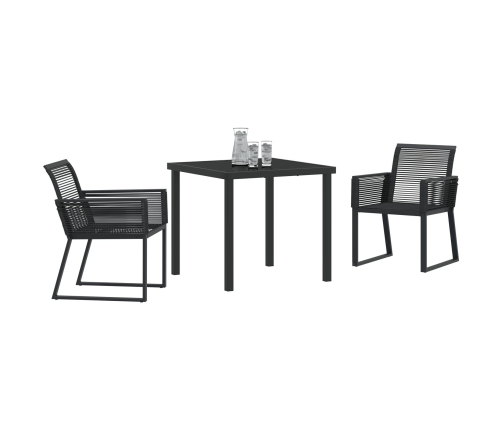 Juego de Comedor de Jardín de 3 Piezas  Negro Poliratán
