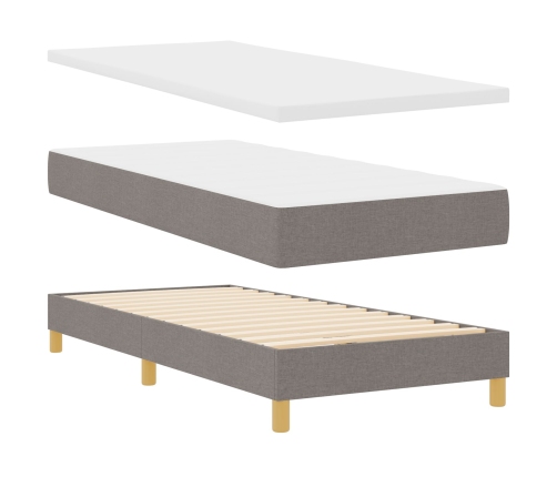 Cama Box Spring  con Colchón y LED Taupe 100x200 cm Tela