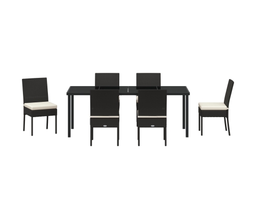 Juego de Comedor de Jardín de 7 Piezas Negro Poliratán