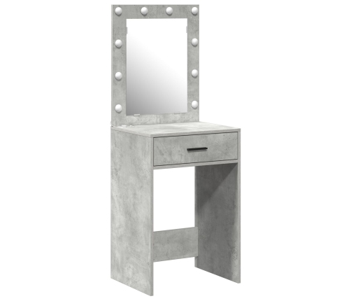 Mesa de maquillaje  con luces LED en gris concreto, 50x41x135 cm