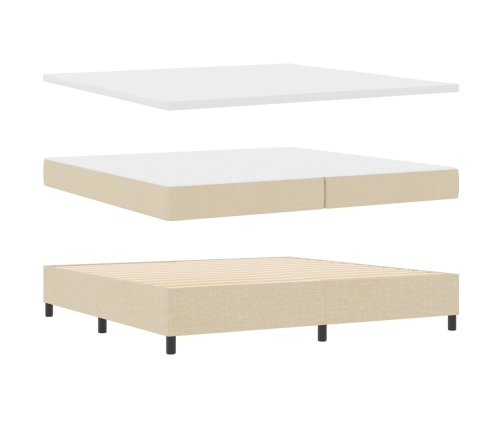 Cama Box Spring  con Colchón Crema 200x200 cm Tela