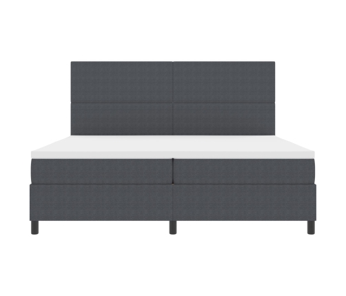 Cama con Somier  con Colchón&LED Gris Oscuro 200x200 cm Tela de Pana