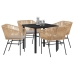 Set de 3 Marrón PE Rattan Mediano Silla de Jardín Cuadrada