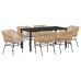 Set de Comedor de Jardín  de 7 Piezas con Cojines Marrón Ratán Poliéster