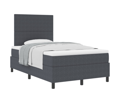 Cama con Base y Colchón Gris Oscuro 120x200 cm Tela de Pana