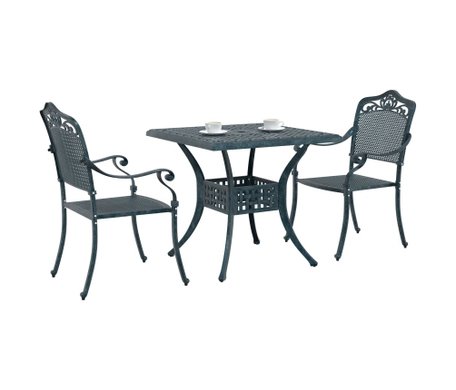 Set de Bistro de Jardín de 3 Piezas  Verde de Aluminio Fundido