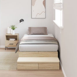 Cama con almacenamiento  Roble Sonoma Madera elaborada 90 x 190 cm