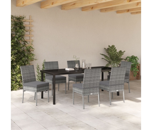 Conjunto de Comedor de Jardín  de 7 Piezas Gris Poliratán