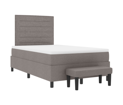 Cama con base  con colchón y banco taupe 120x200 cm de tela