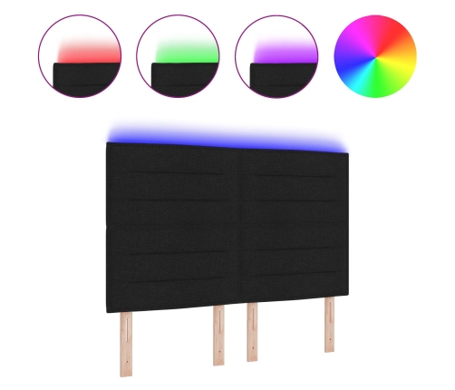 Cabecera  diseño de líneas LED negra 160 cm tela