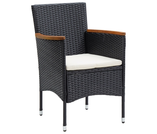 Set de Comedor para Jardín  de 7 Piezas en Poliratán Negro