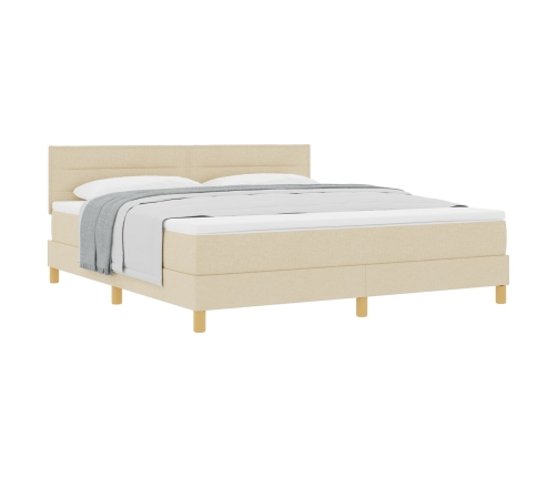 Cama con Box Spring  con Colchón Crema 180x200 cm Tela