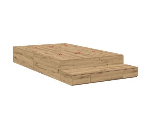 Marco de Cama con Almacenamiento  Roble Artesanal Madera Elaborada
