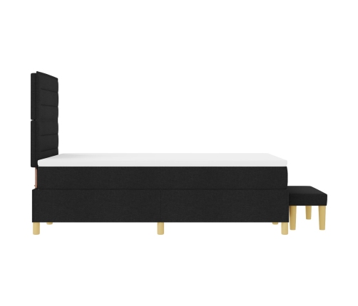 Cama Box Spring  con Colchón y Banco Negro 120x200 cm Tela