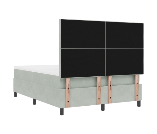 Cama Box Spring  con Colchón Gris Claro 140x190 cm Aterciopelado