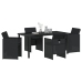 Conjunto de comedor de jardín de 5 piezas con cojines Ratán negro