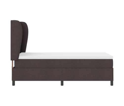 Cama Box Spring  con colchón marrón oscuro 100x200 cm de tela