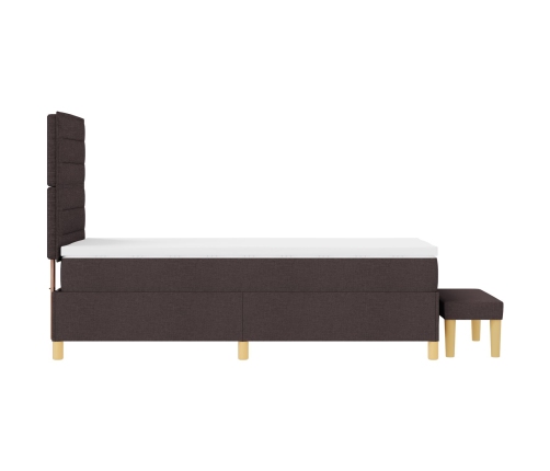 Cama con Sommier  con Colchón y Banco Marrón Oscuro 100x200 cm Tela