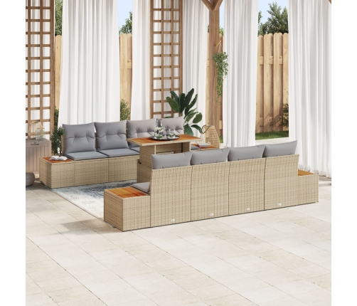 Juego de Sofá Jardín Conjunto de 9 Piezas Beige Ratán PE