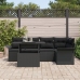 Conjunto de Sofá de Jardín de 6 Piezas con Almohadas Negro Poliratán