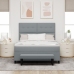 Cama con Box Spring  con Colchón y Banco Gris Claro 160x200 cm Tela