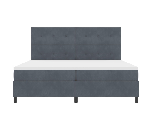 Cama con somier y colchón  Gris oscuro 200x200 cm Terciopelo