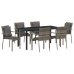 Conjunto de Comedor de Jardín  de 7 piezas con Cojines Gris Poliratán