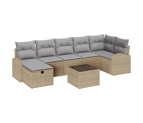 Conjunto de sofá de jardín de 8 piezas con cojines beige de ratán sintético