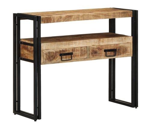 Mesas Auxiliares  Negras 90x33x75 cm de Madera Maciza de Mango y Metal