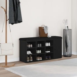 Banco de Almacenamiento  Negro Roble 100x30x48 cm Madera Compensada