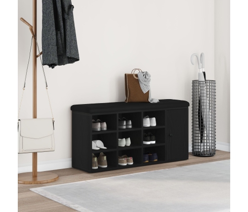 Banco de Almacenamiento  Negro Roble 100x30x48 cm Madera Compensada