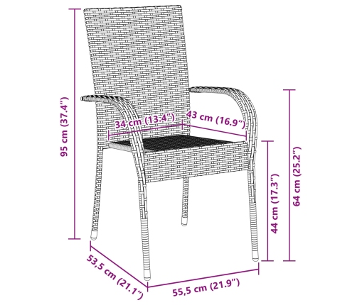 Juego de Comedor de Jardín de 5 Piezas Negro de Ratán de Polietileno