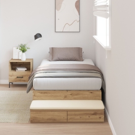 Cama Roble artesanal Madera 75 x 190 cm Cama con almacenamiento