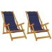 Sillas de Playa Plegables  2 pcs Azul Madera Maciza de Acacia y Textileno