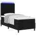 Cama con muelles  con colchón y LED negro 90x200 cm tela