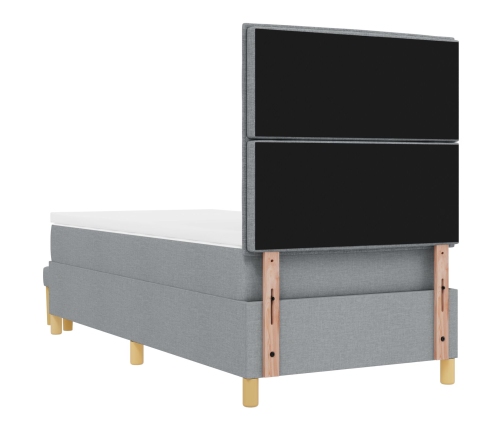 Cama con Somier  con Colchón y Banco Gris Claro 90x200 cm Tela