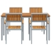 Juego de Comedor de Jardín Juego de 5 Gris, Madera Natural Metal