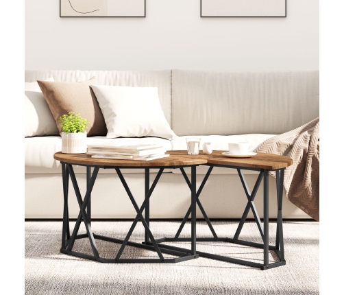 Mesa de café  de madera vieja 80x80x42 cm de madera compuesta