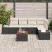 Set de Sofá de Jardín de 6 Piezas con Cojines Negro Ratán Acacia