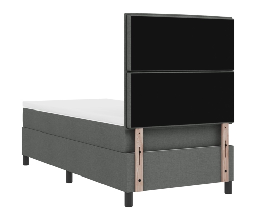 Cama con Somier  con Colchón y LED Gris Oscuro 90x200 cm Tela