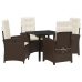 Set de Comedor de Jardín de 5 Piezas con Cojines Marrón Poliratán