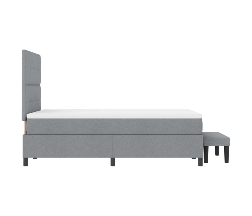 Cama con Base de Resortes  con Colchón y Banco Gris Claro 120x200 cm Tela