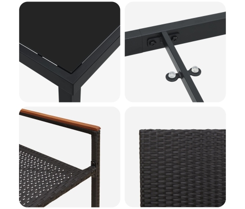 Conjunto de Comedor de Jardín de 9 Piezas  Negro Poliratán