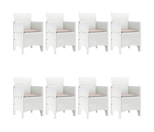 Conjunto de Comedor Jardín de 9 Piezas con Cojines, Ratán Blanco