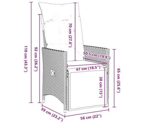 Set de Comedor de Jardín de 5 Piezas con Cojines Gris Polirratán
