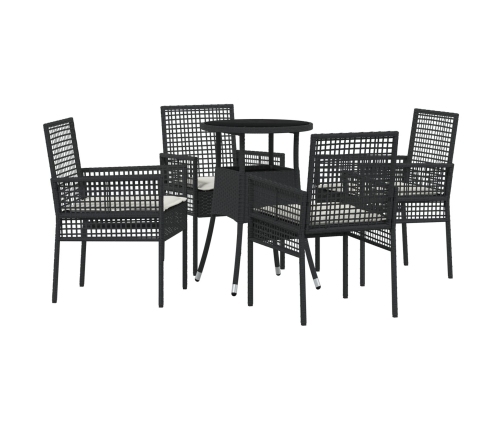 Juego de Comedor de 5 Piezas Negro Poliratán